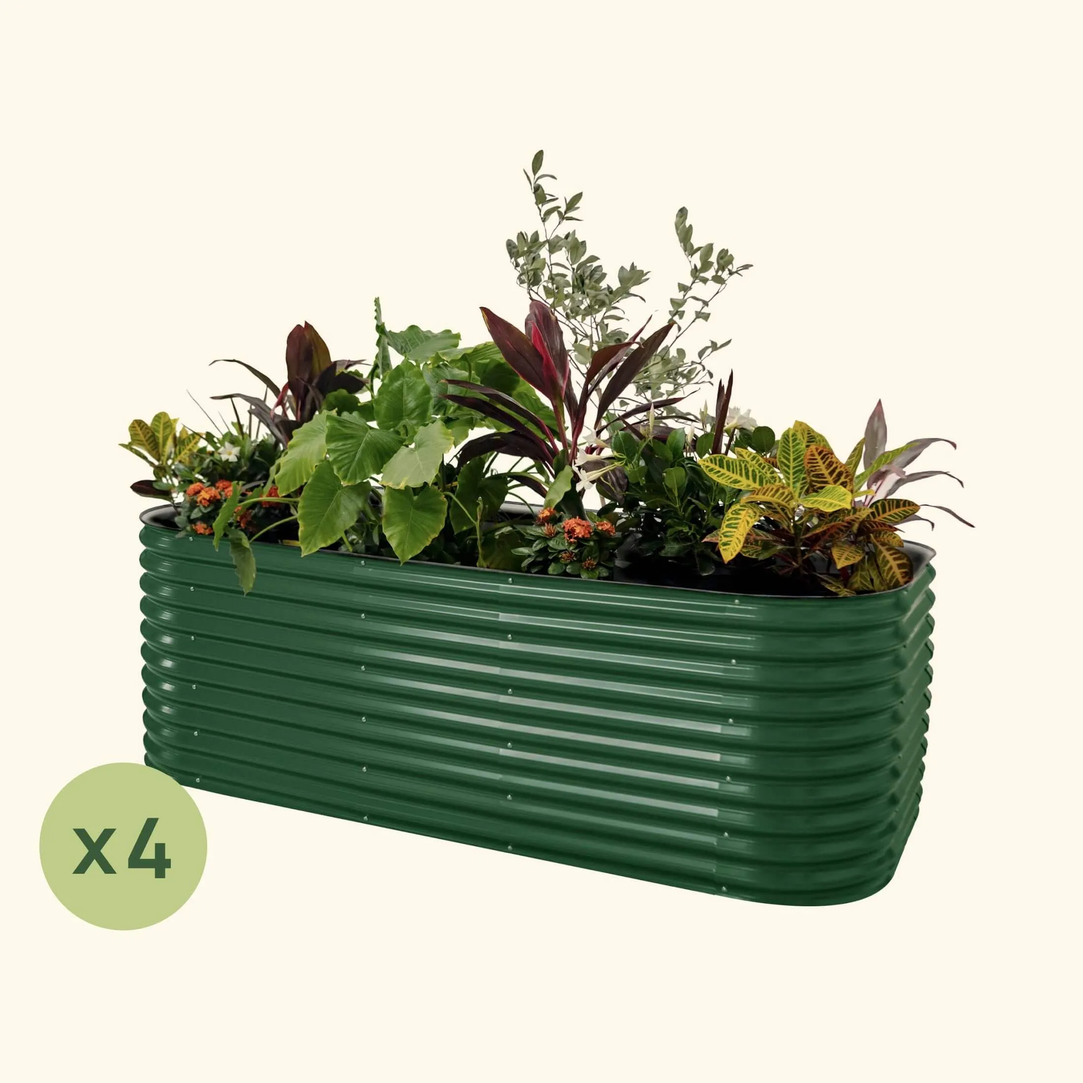 4-Pack 32" Extra Tall 10 In 1 Jumbo Modular Metal Raised Garden Bed Kit
