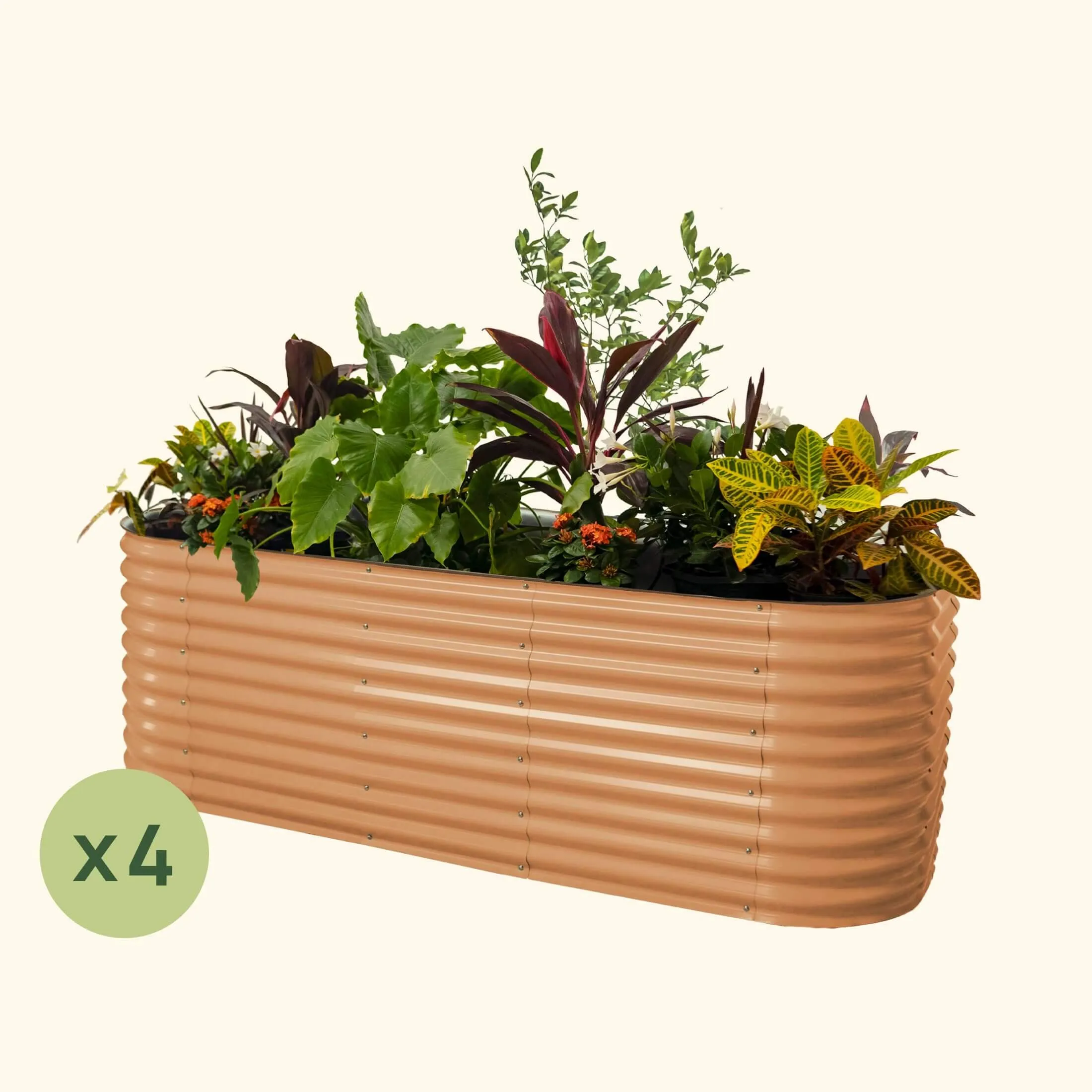 4-Pack 32" Extra Tall 10 In 1 Jumbo Modular Metal Raised Garden Bed Kit