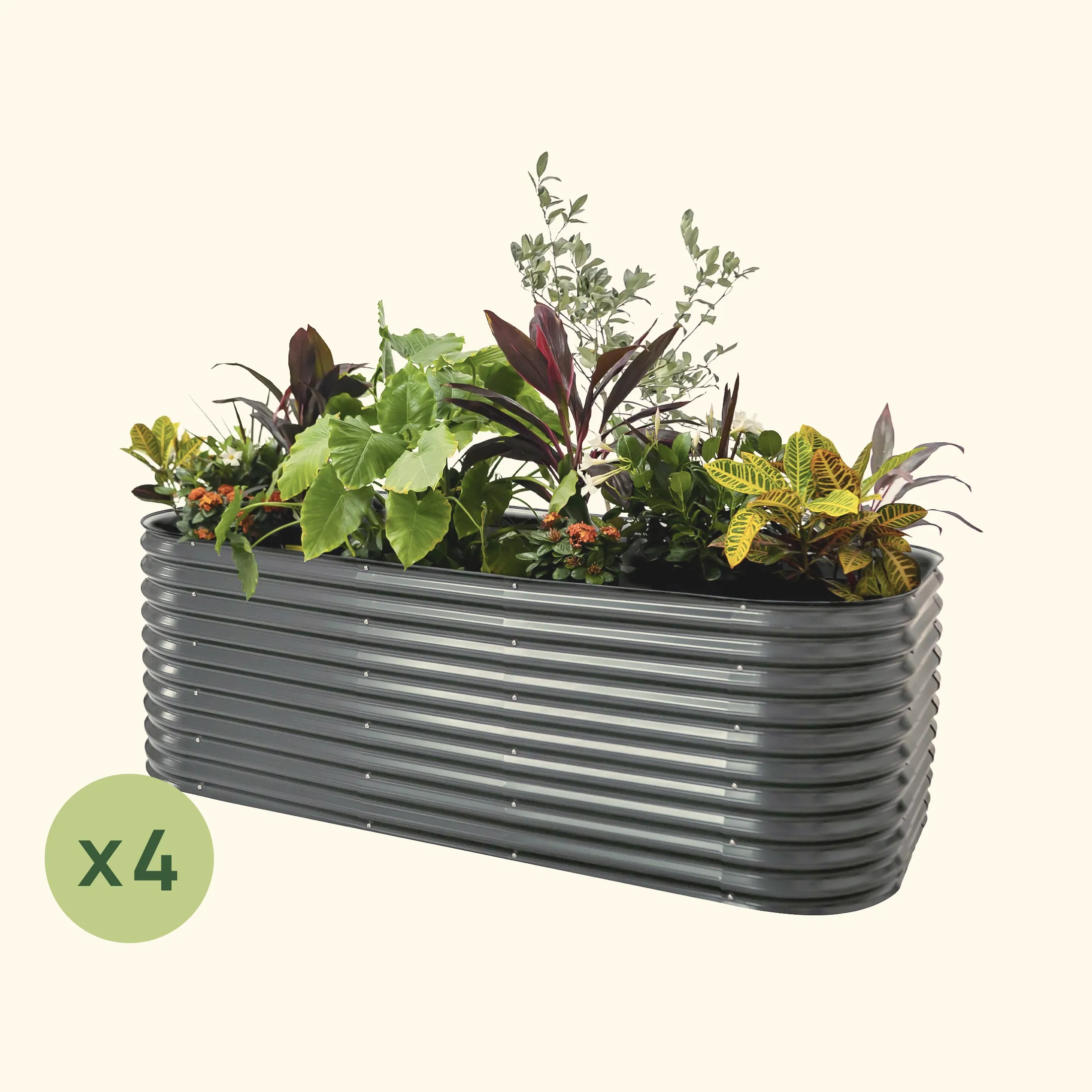 4-Pack 32" Extra Tall 10 In 1 Jumbo Modular Metal Raised Garden Bed Kit