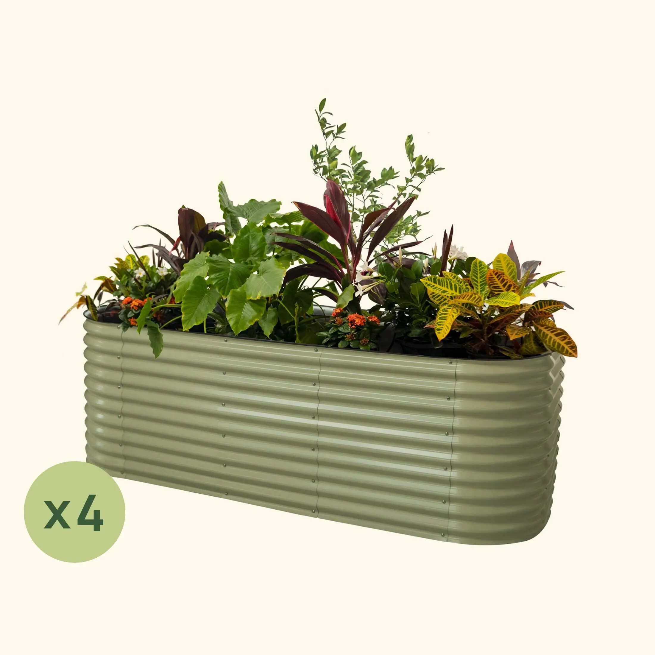 4-Pack 32" Extra Tall 10 In 1 Jumbo Modular Metal Raised Garden Bed Kit