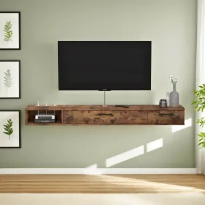 55" Rustica Floating TV Stand, Dark Brown