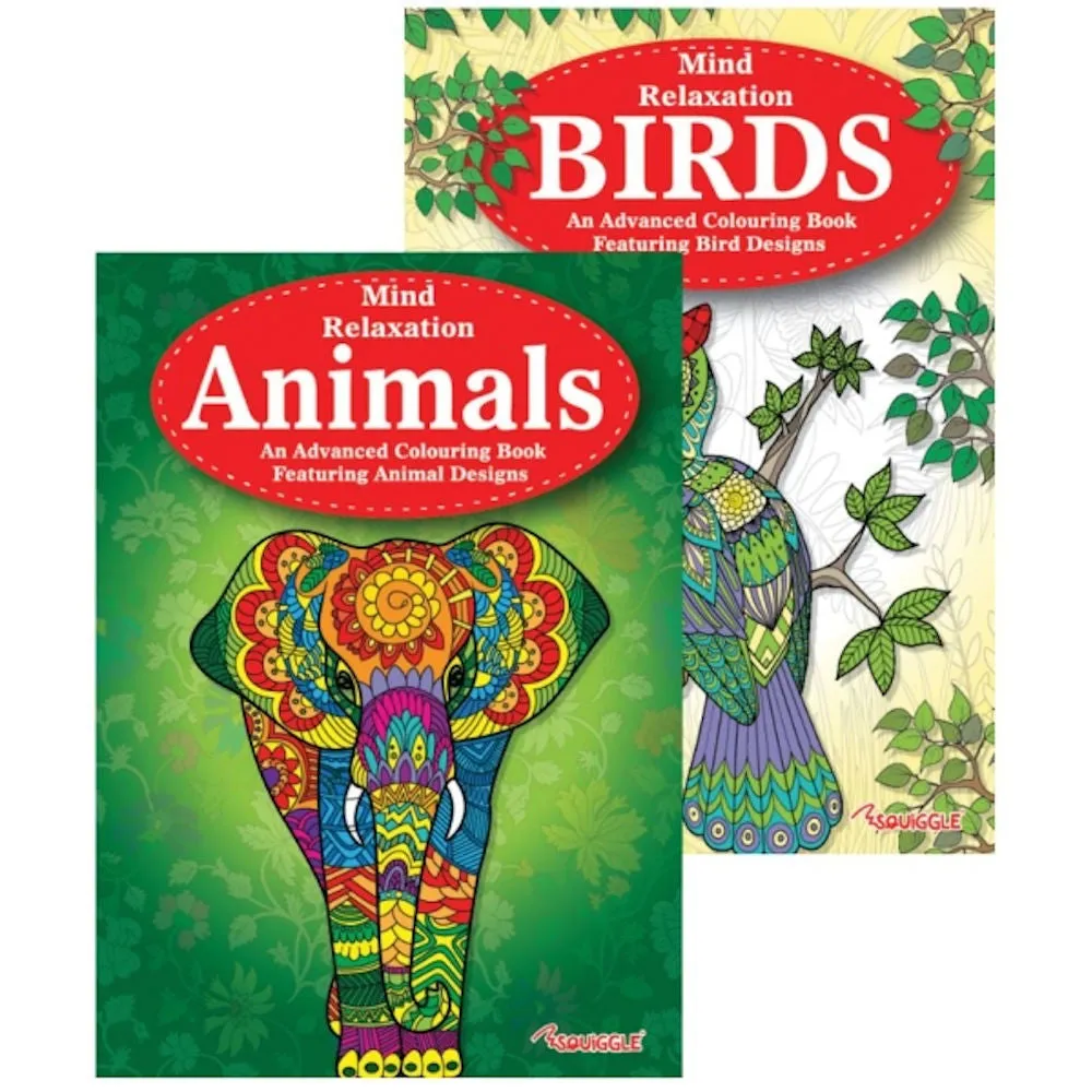 A4 Animals & Birds Adult Colouring Book - Assorted Intricate Designs Relaxing Art Therapy High Quality Paper Tranquil