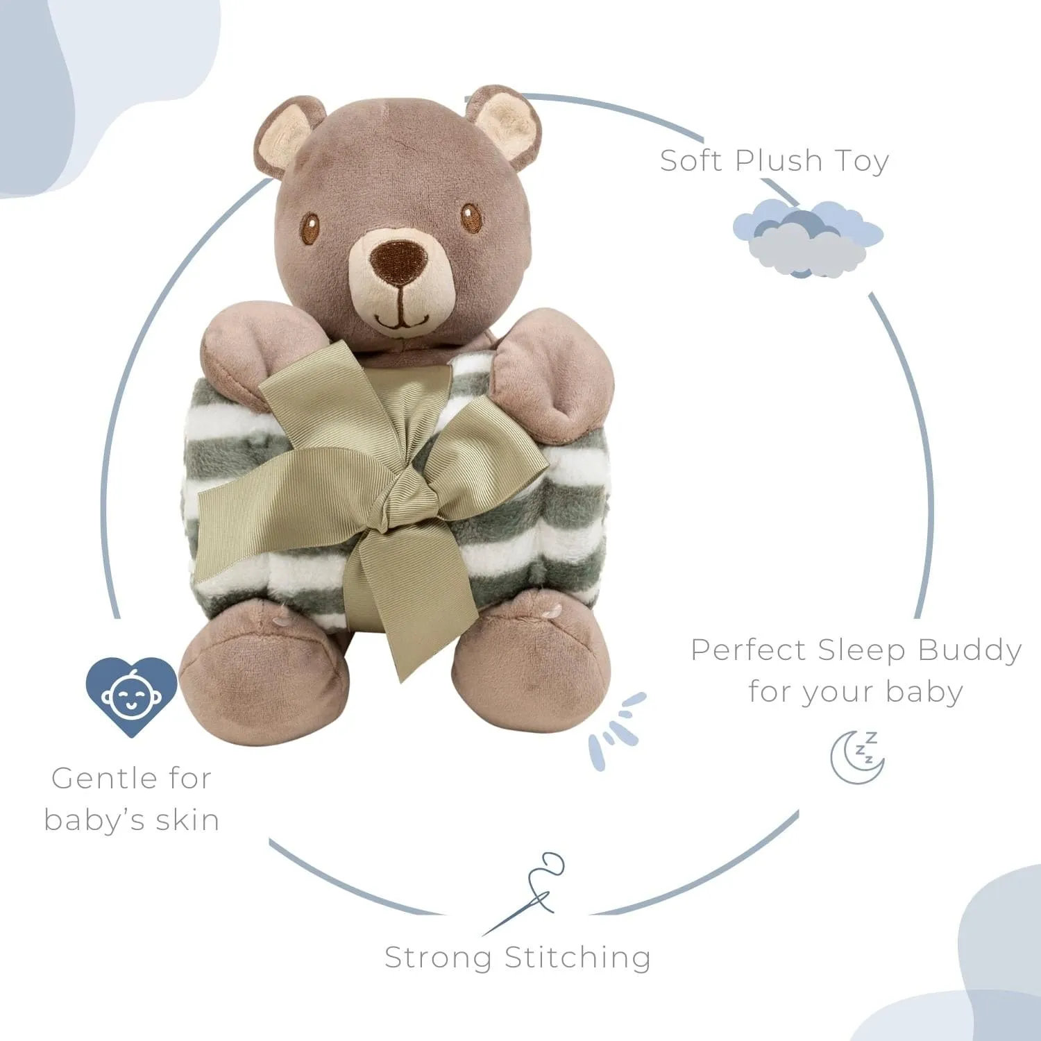 Baby Moo Bear Snuggle Buddy Soft Rattle and Plush Blanket Gift Toy Blanket - Brown