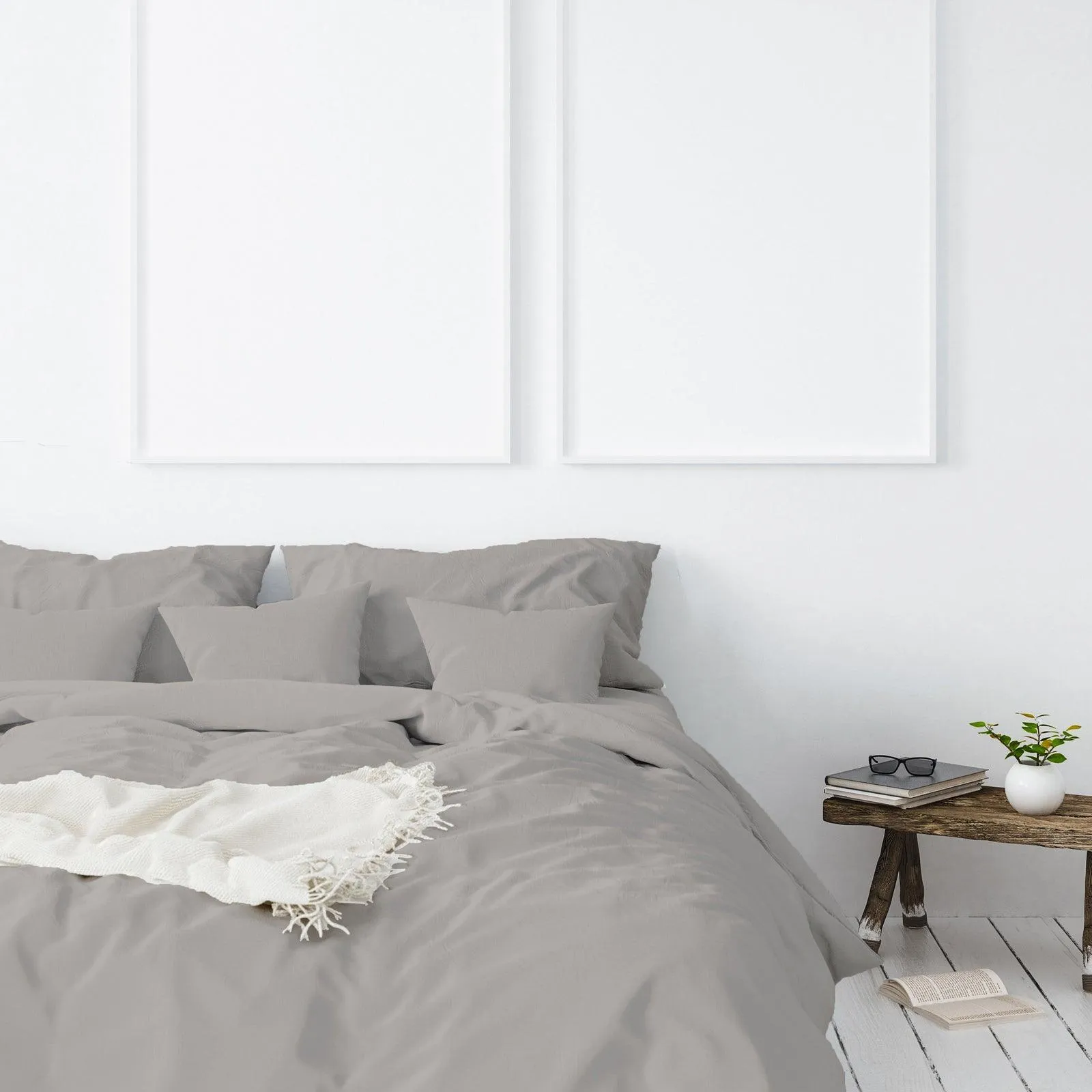 Balmain 1000 Thread Count Hotel Grade Bamboo Cotton Quilt Cover Pillowcases Set - King - Dove