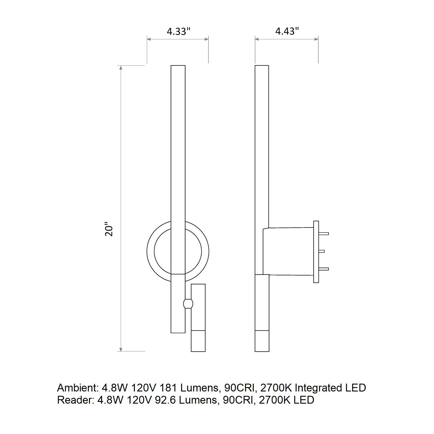 Baton Reading LED Wall Sconce