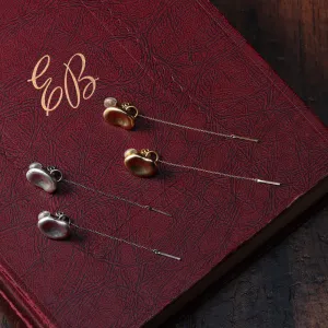 Bean Linear Clip On Earrings