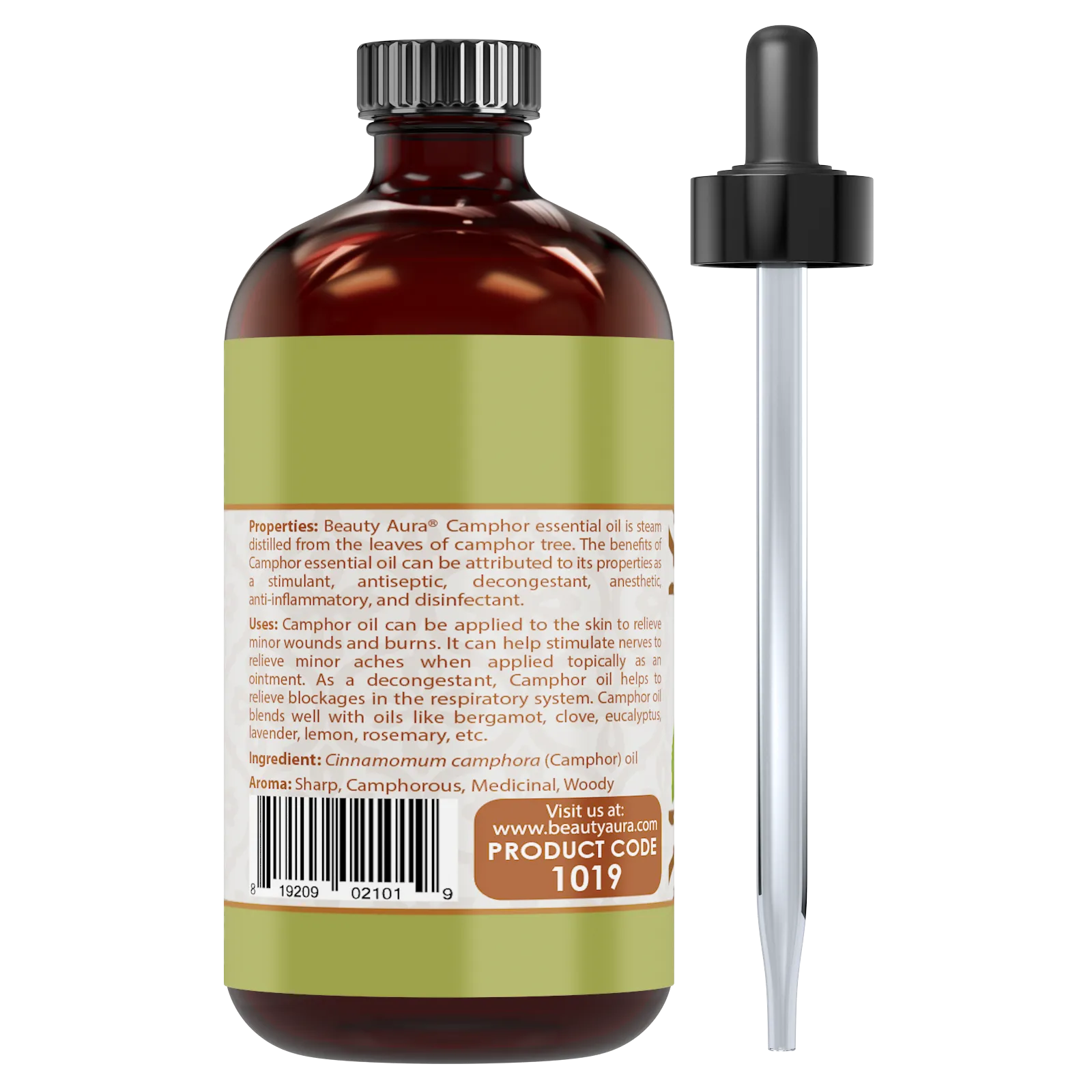 Beauty Aura 100% Pure & Undiluted Camphor Therapeutic Grade Essential Oil | 4 Fl Oz