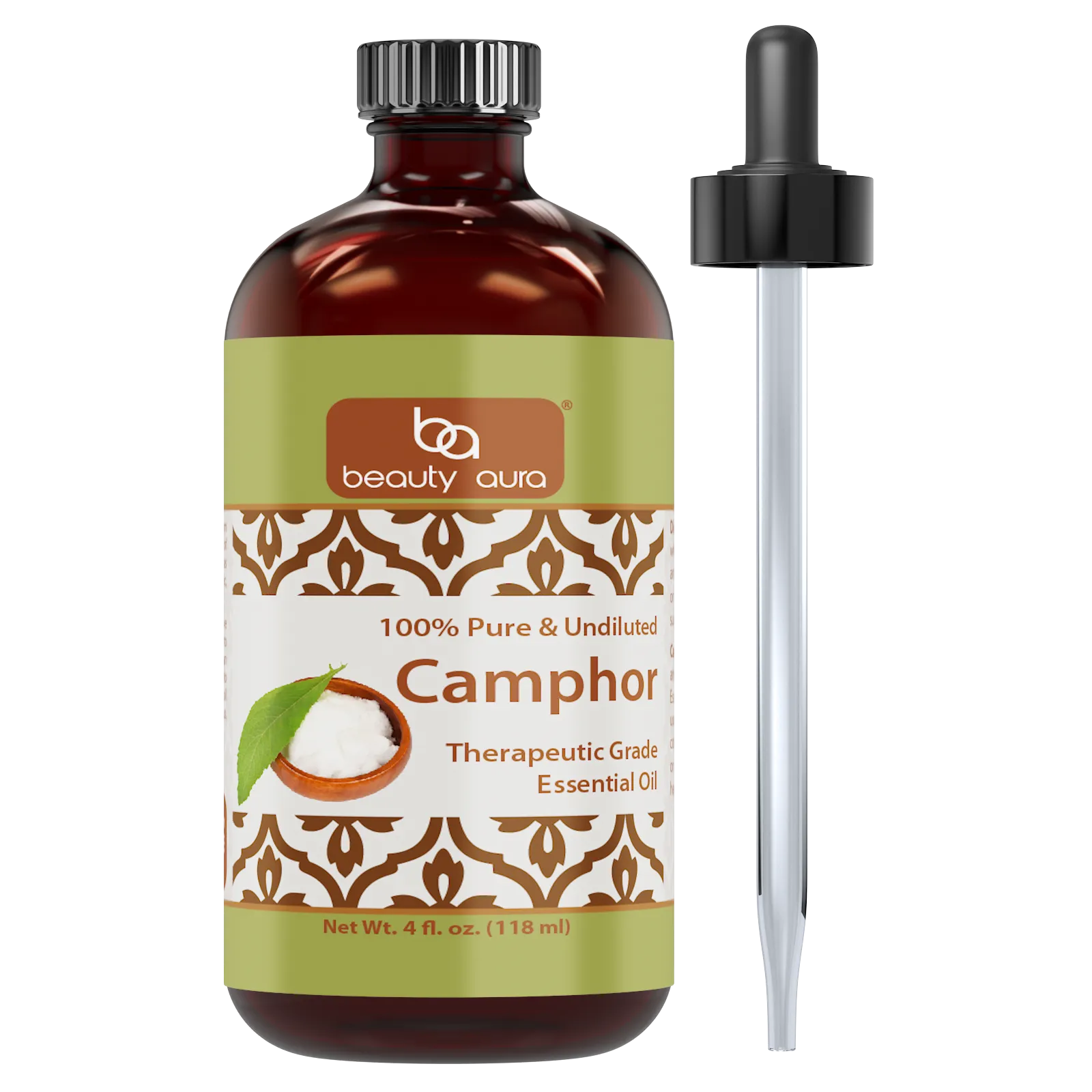 Beauty Aura 100% Pure & Undiluted Camphor Therapeutic Grade Essential Oil | 4 Fl Oz