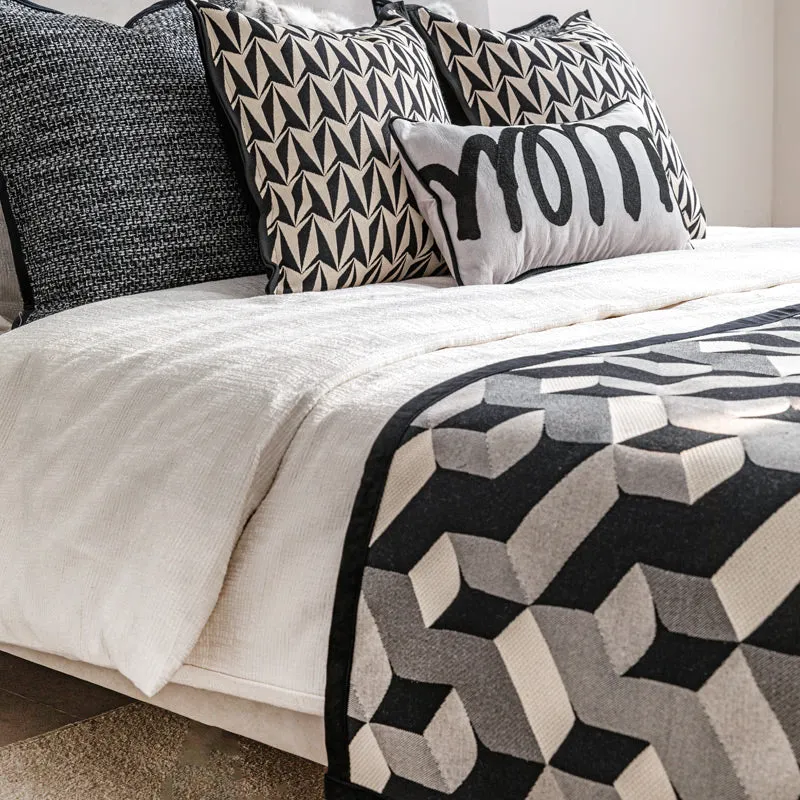Black And White Pattern Bed Cushion Set