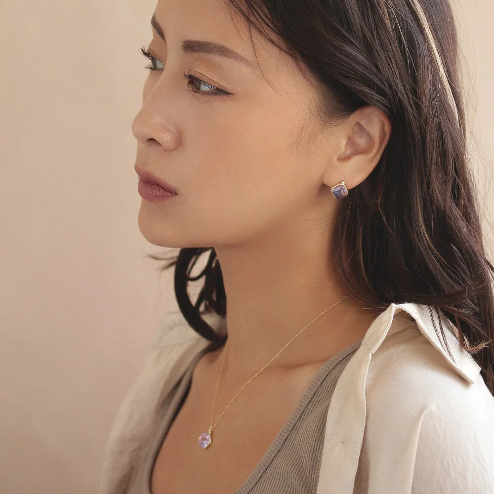 Blue Square Glass Jewel Necklace
