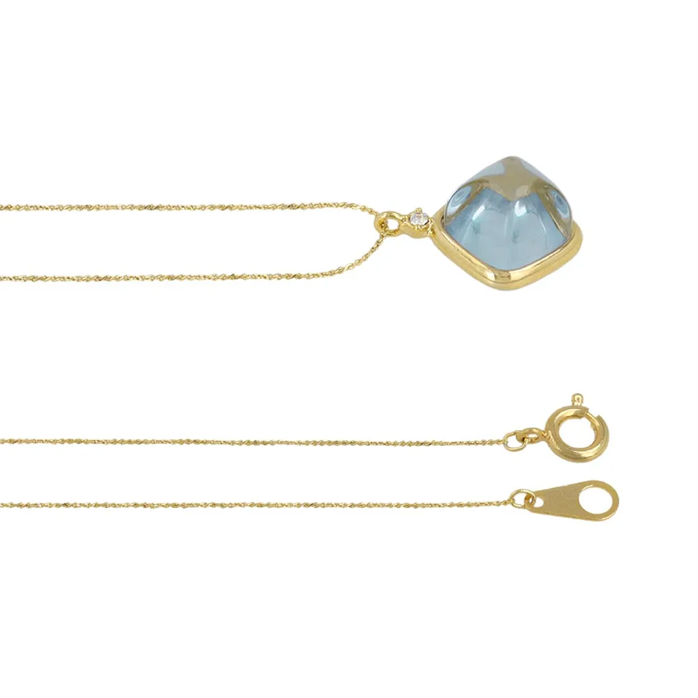 Blue Square Glass Jewel Necklace