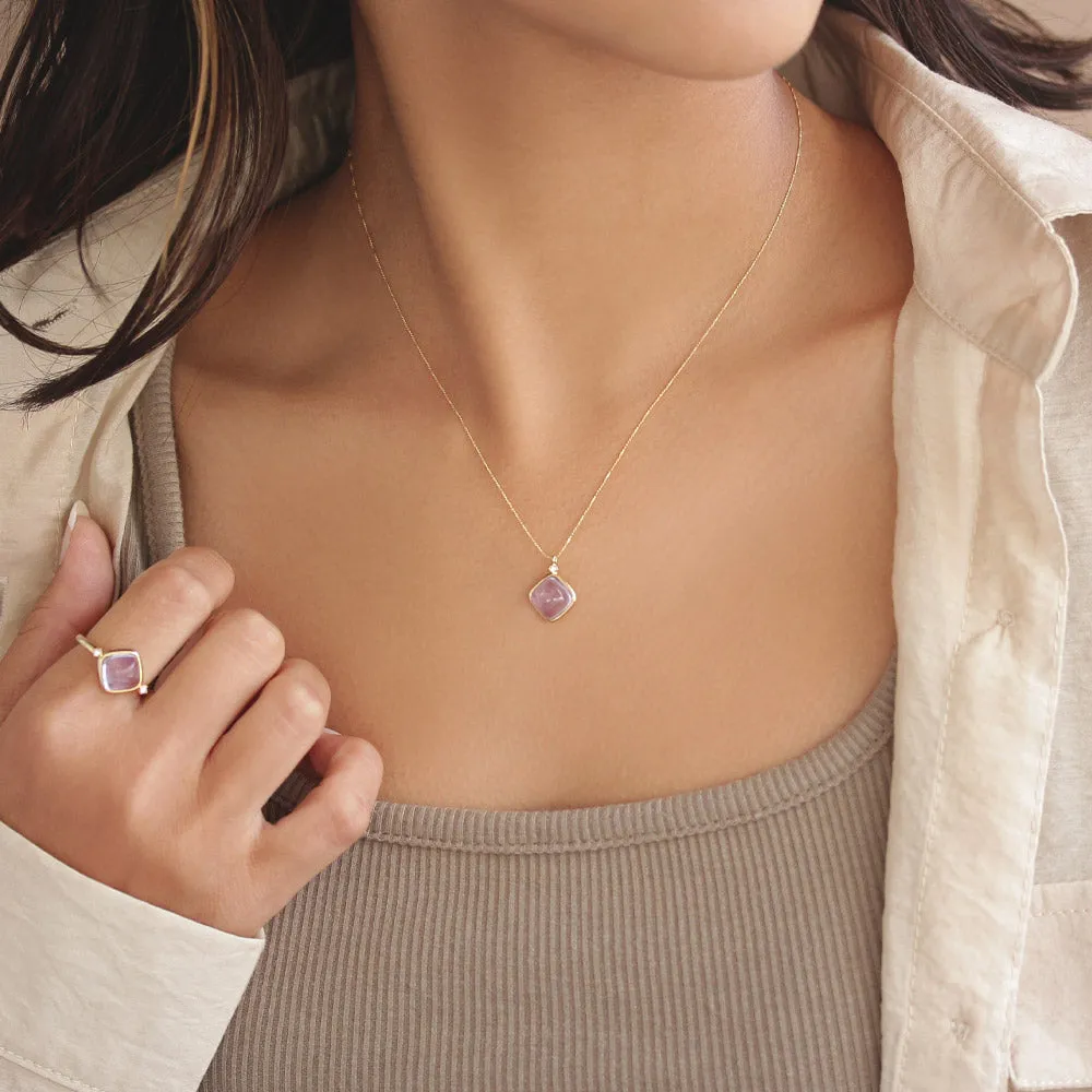 Blue Square Glass Jewel Necklace