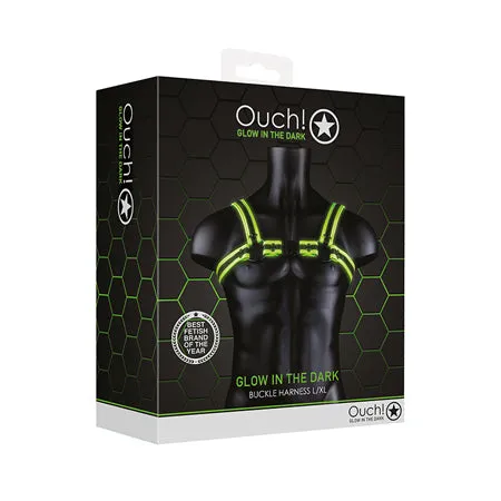 Bonded Leather Buckle Harness - Large/xlarge -  Glow in the Dark