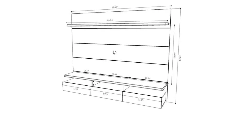 Cabrini 2.2 Floating Wall Theater Entertainment Center in Maple Cream and Off White