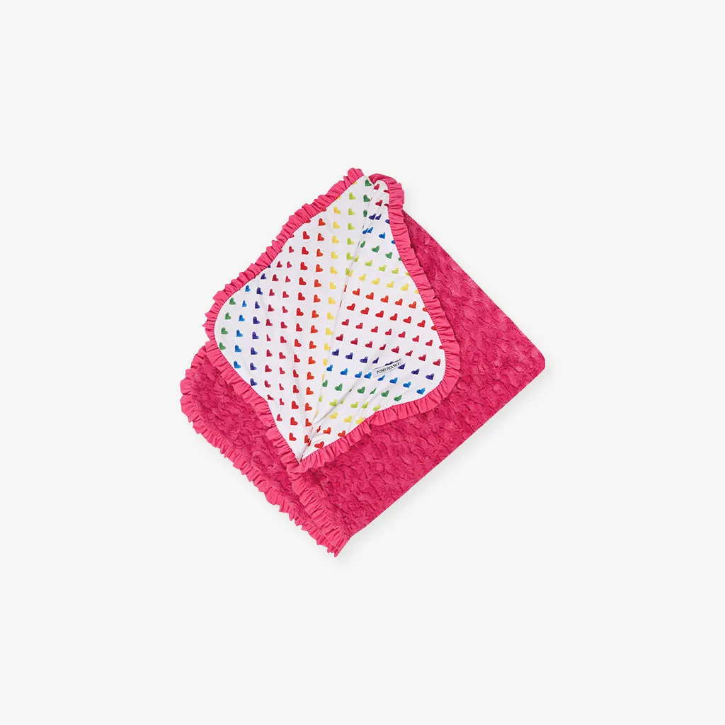 Care Bears™ Rainbow Hearts Minky Ruffled Luxette Patoo® Blanket