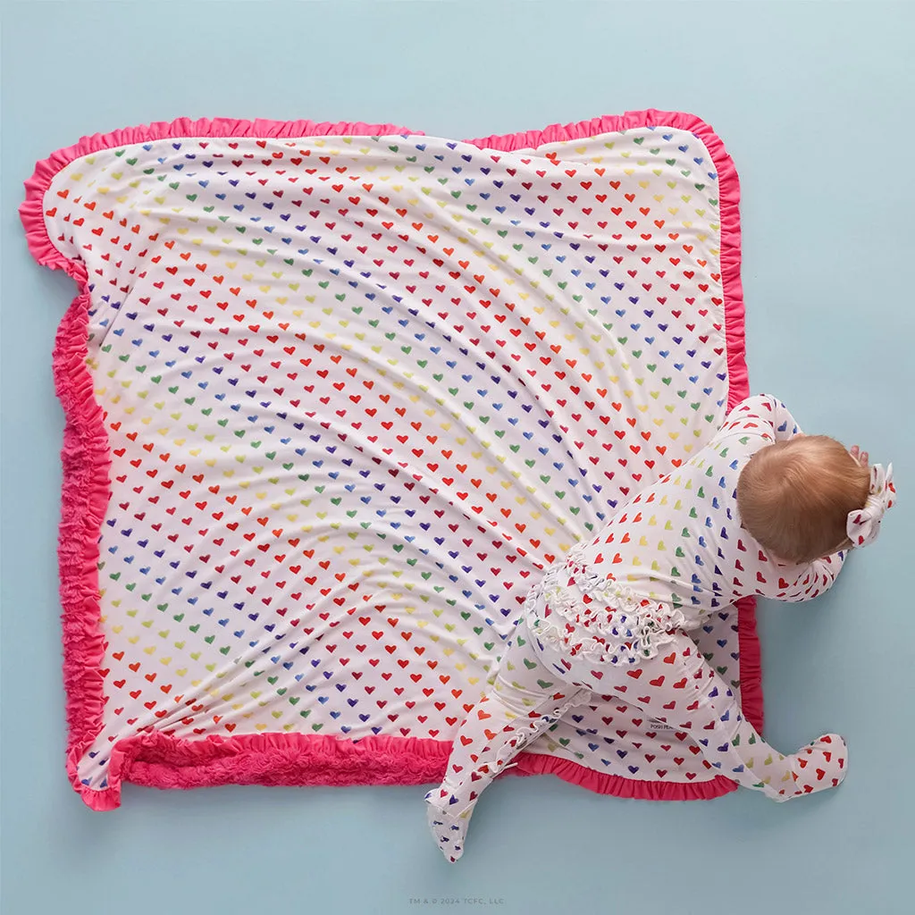 Care Bears™ Rainbow Hearts Minky Ruffled Luxette Patoo® Blanket