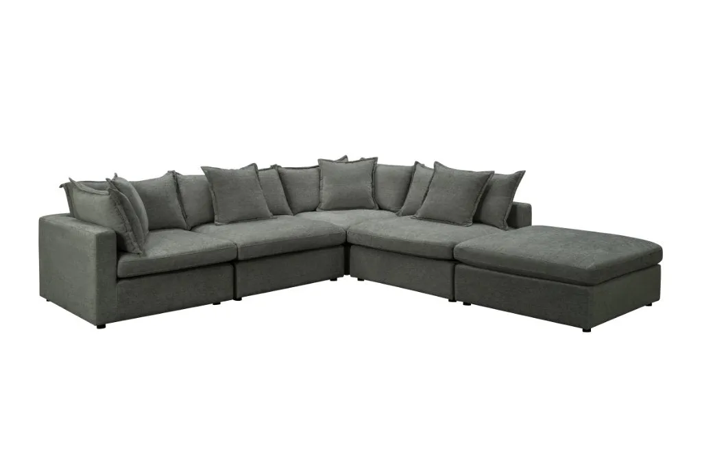 Carolina Feather Corner Modular Plus Ottoman Lounge -Pewter