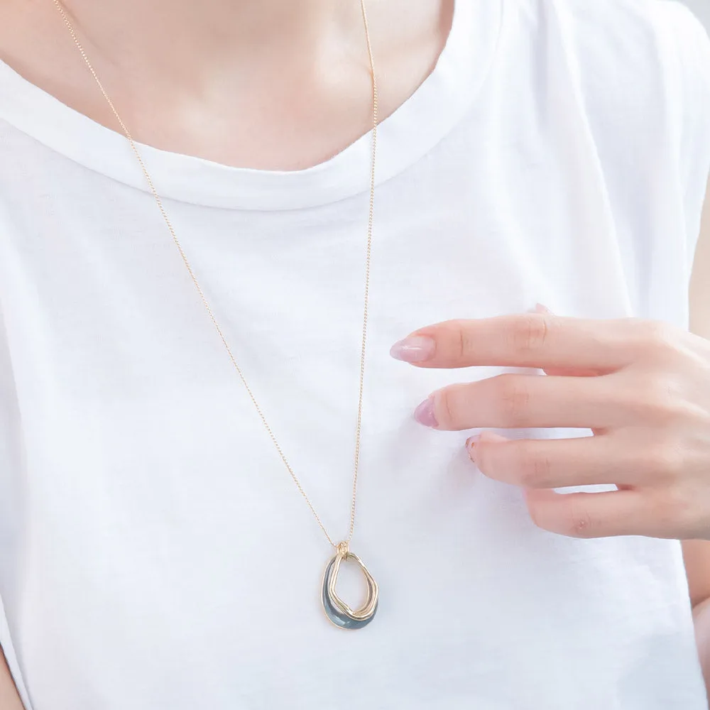 Double Open Oval Drop Necklace