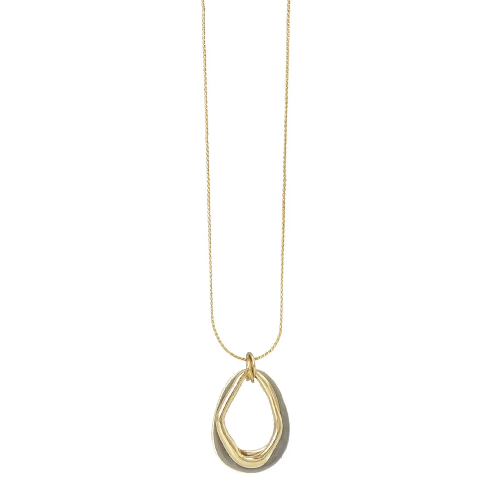 Double Open Oval Drop Necklace