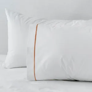 Egyptian Cotton Pillowcases White | Rust