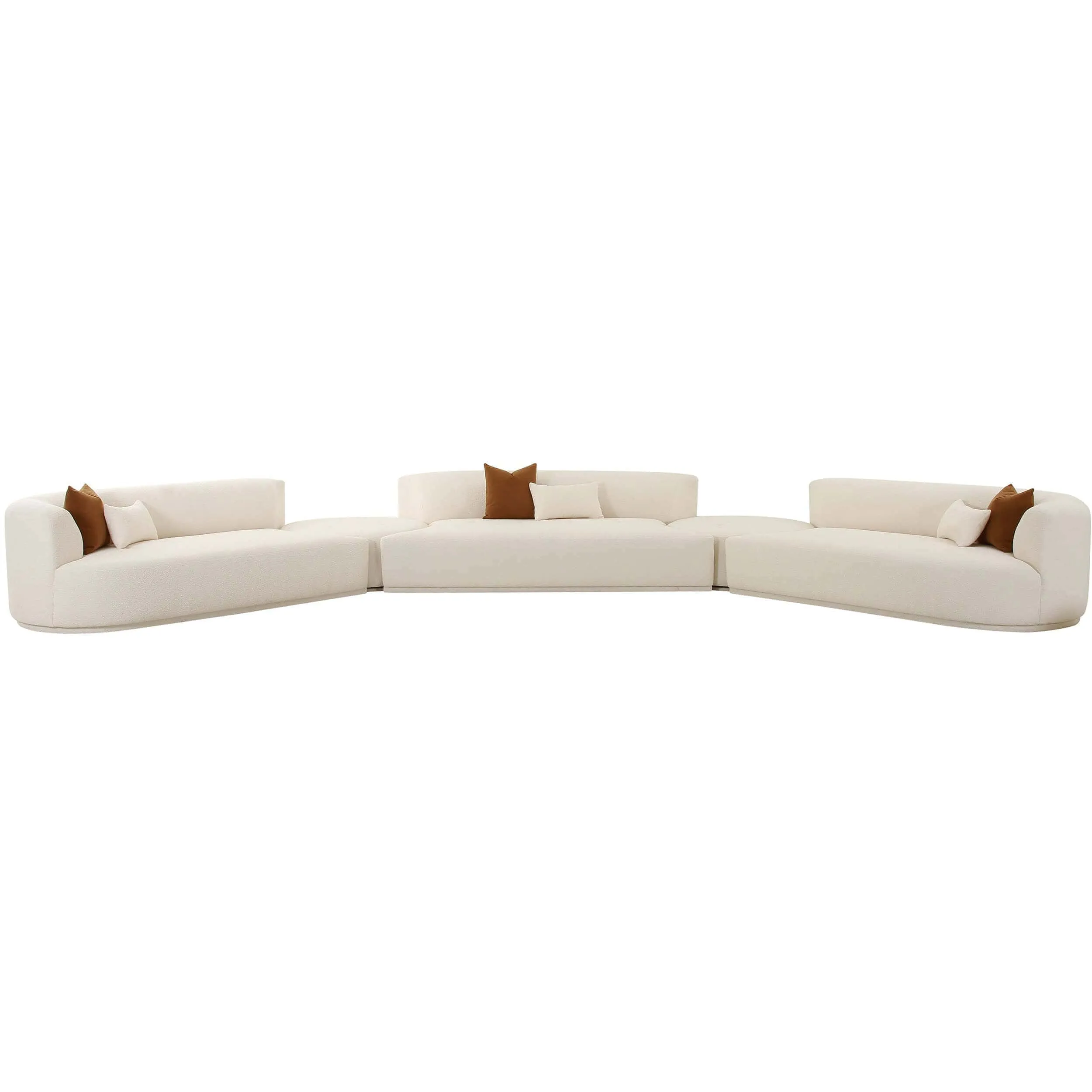Fickle Boucle 5 Piece Modular Sectional, Cream