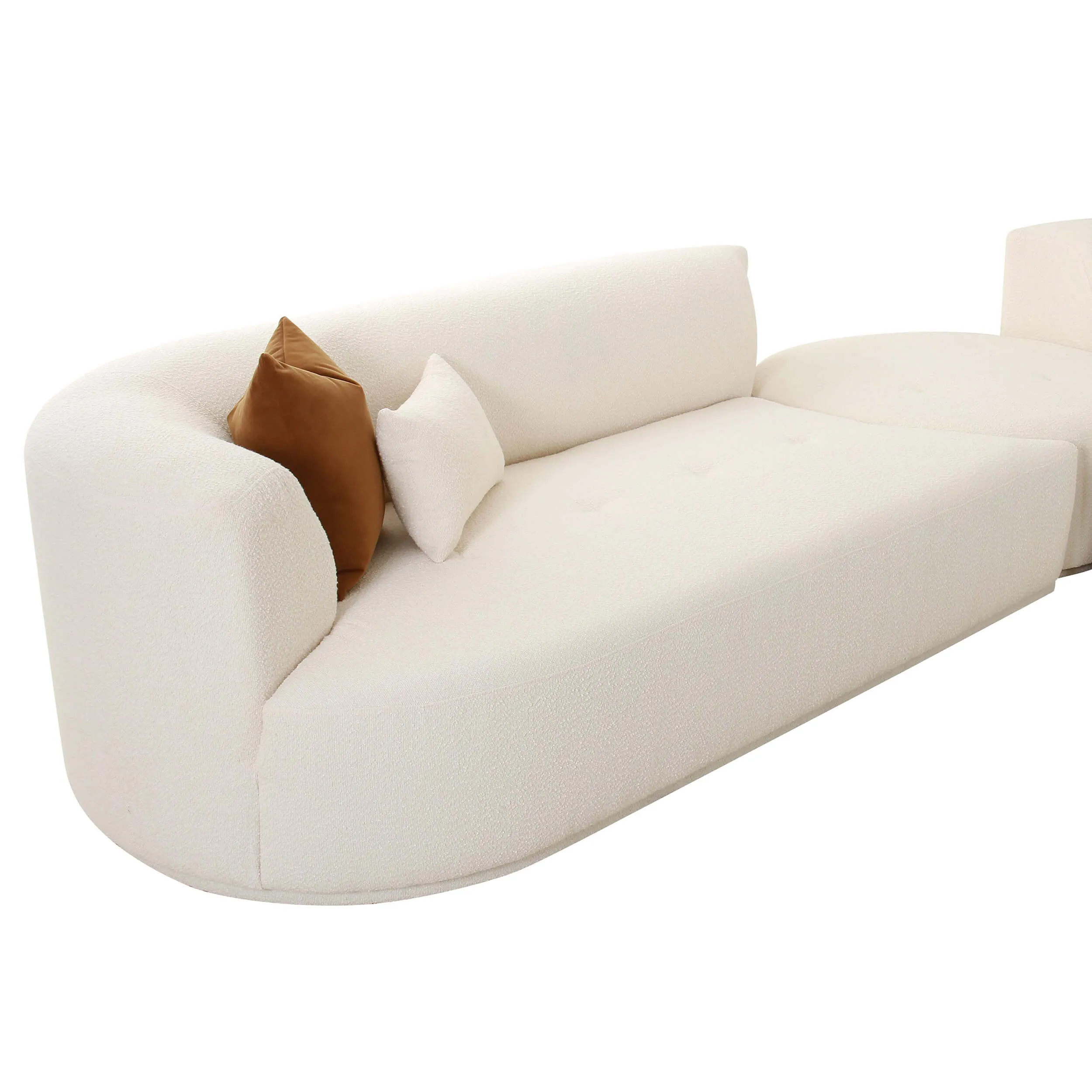 Fickle Boucle 5 Piece Modular Sectional, Cream