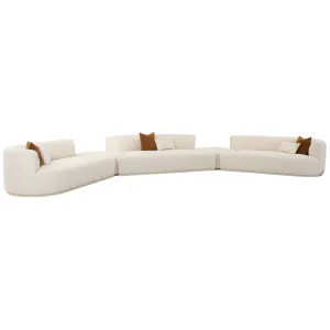 Fickle Boucle 5 Piece Modular Sectional, Cream