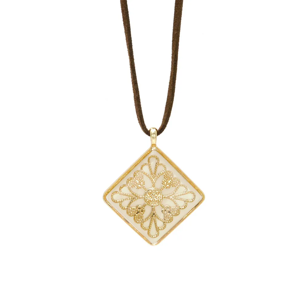 Filigree Square Cord Necklace