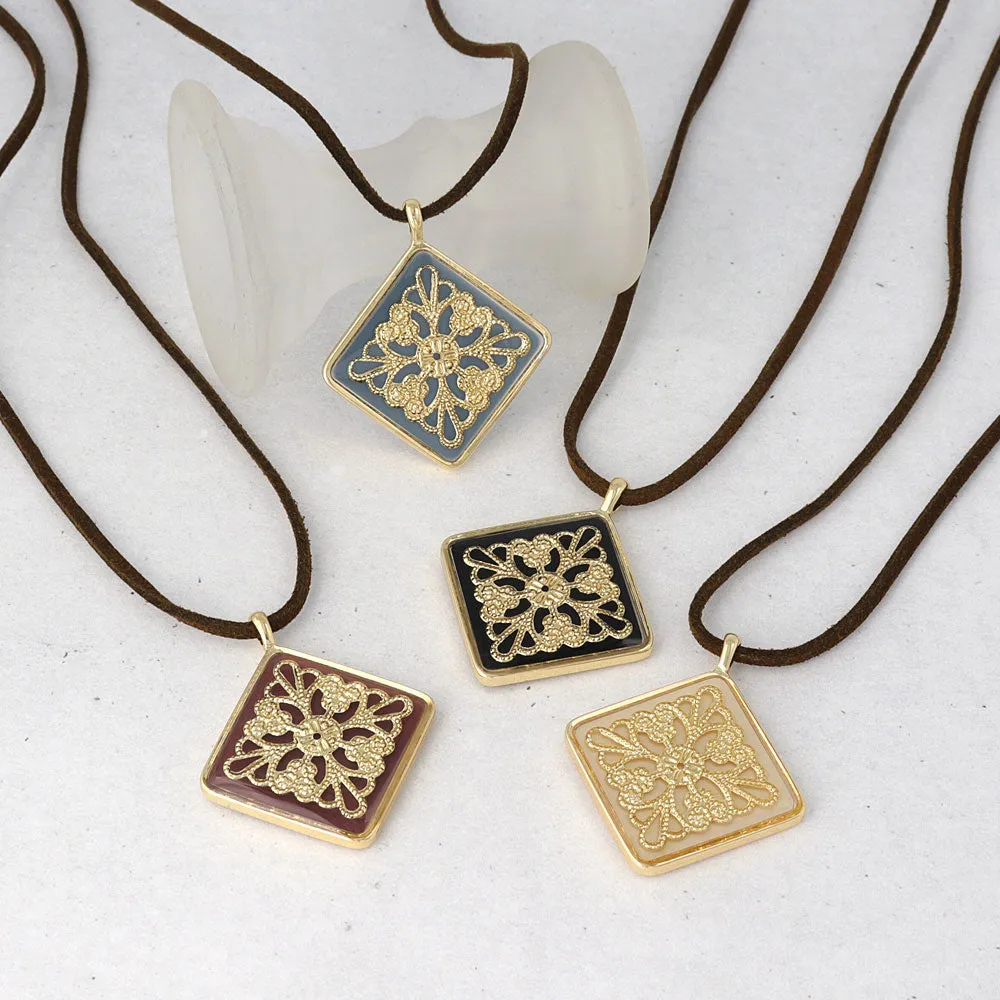 Filigree Square Cord Necklace