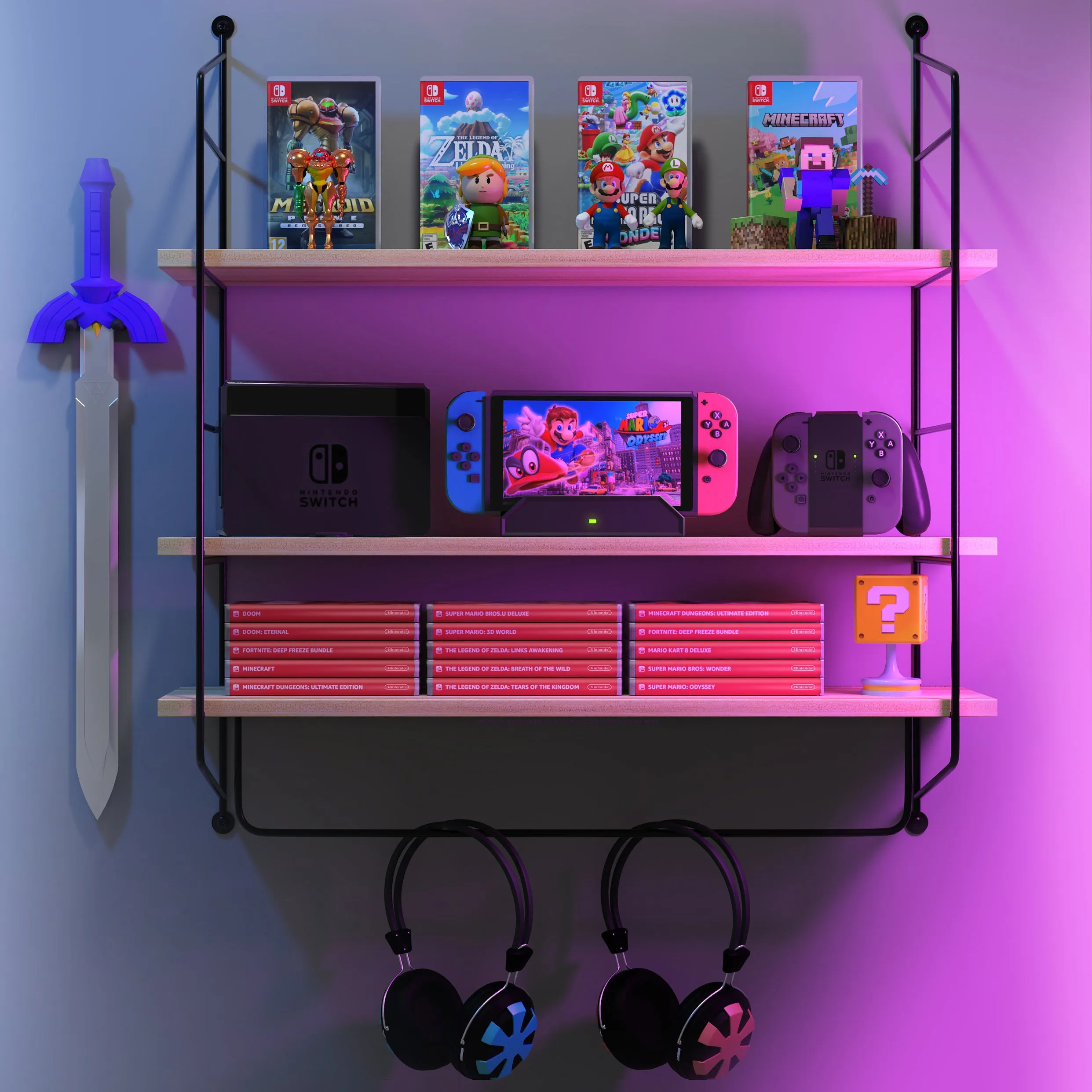 Floating Bathroom Shelf with Metal Brackets (3 Tier)