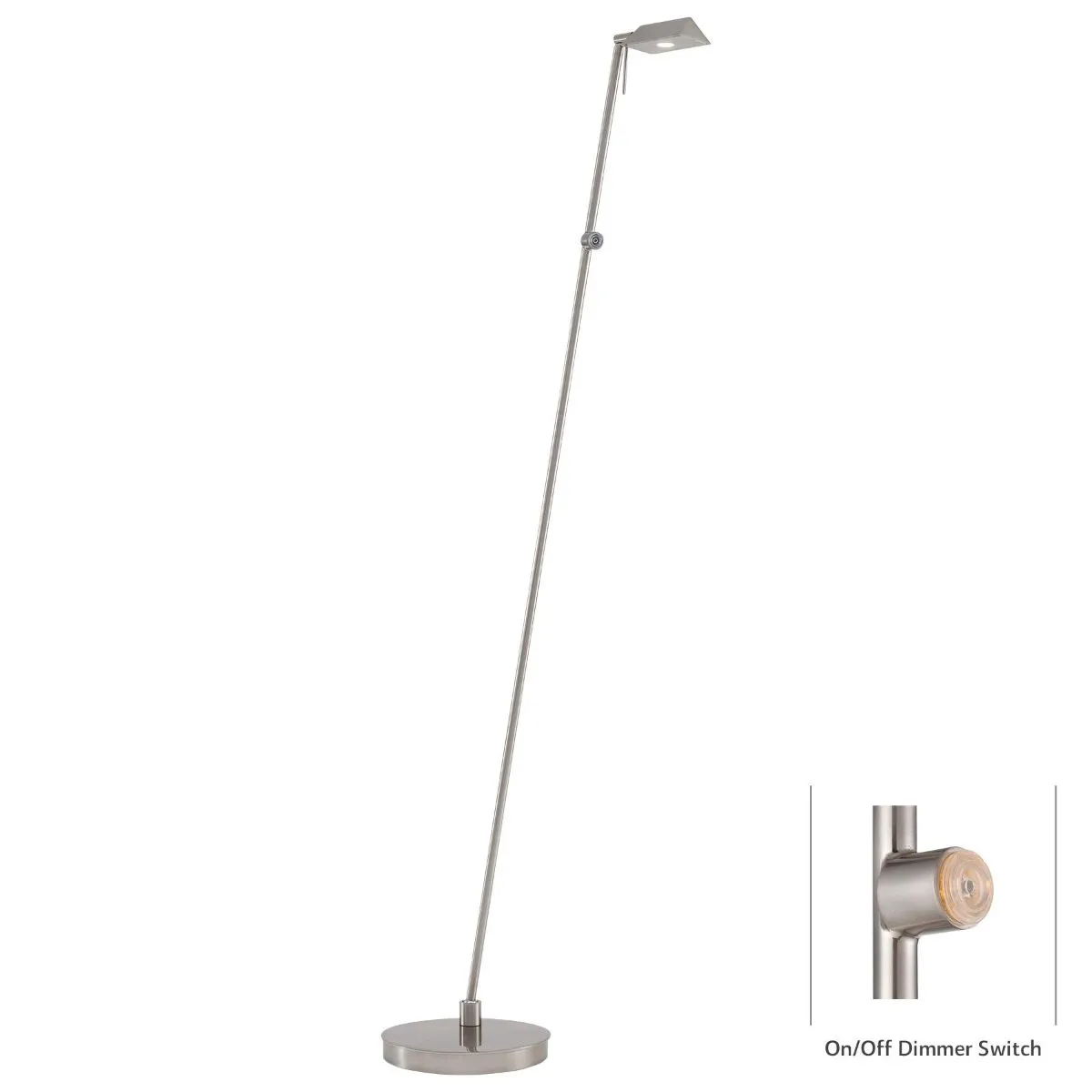 George's Reading Room 1 Light LED Pharmacy Floor Lamp Brushed Nickel Finish and Steel Shade