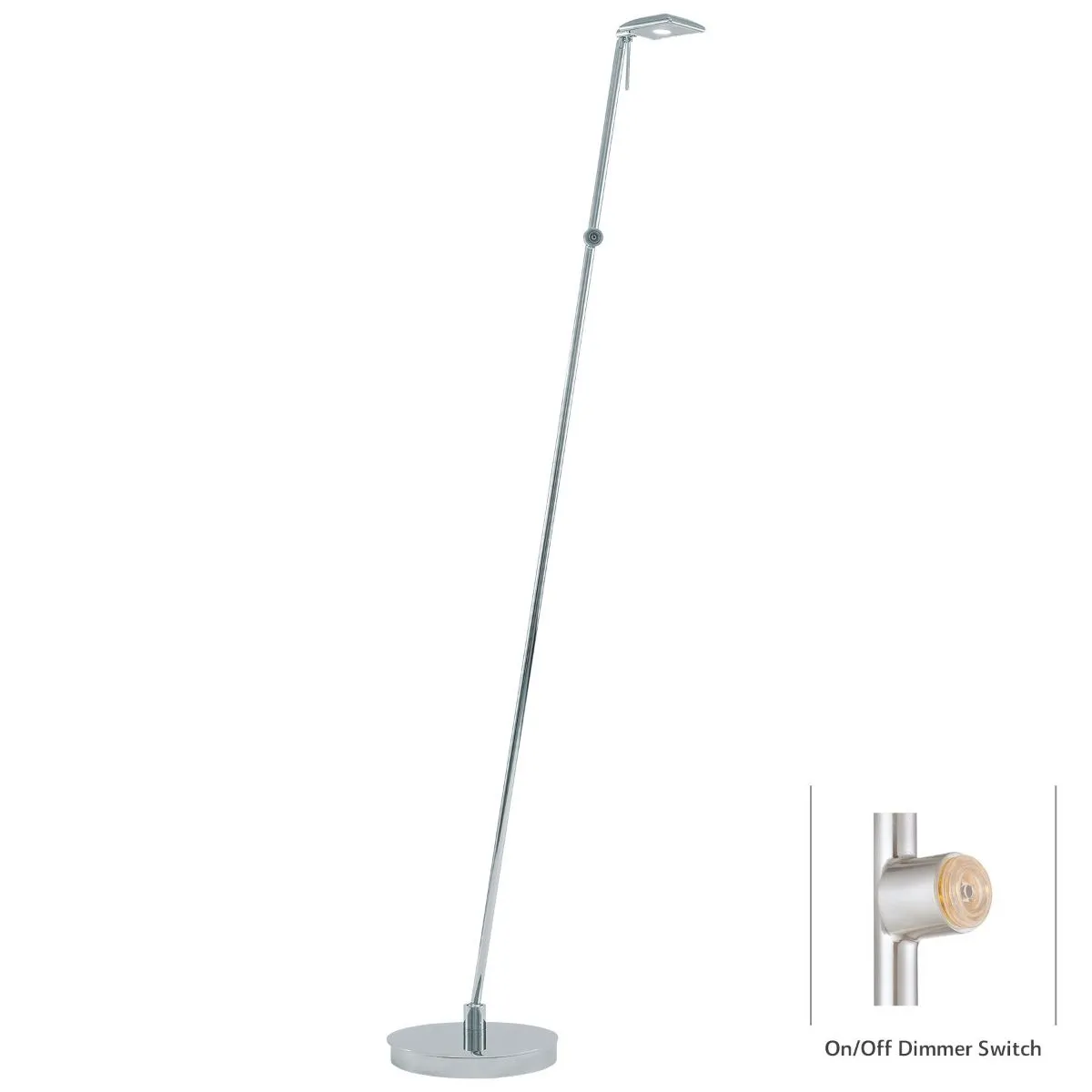 George's Reading Room 1 Light LED Pharmacy Floor Lamp Chrome Finish and Steel Shade