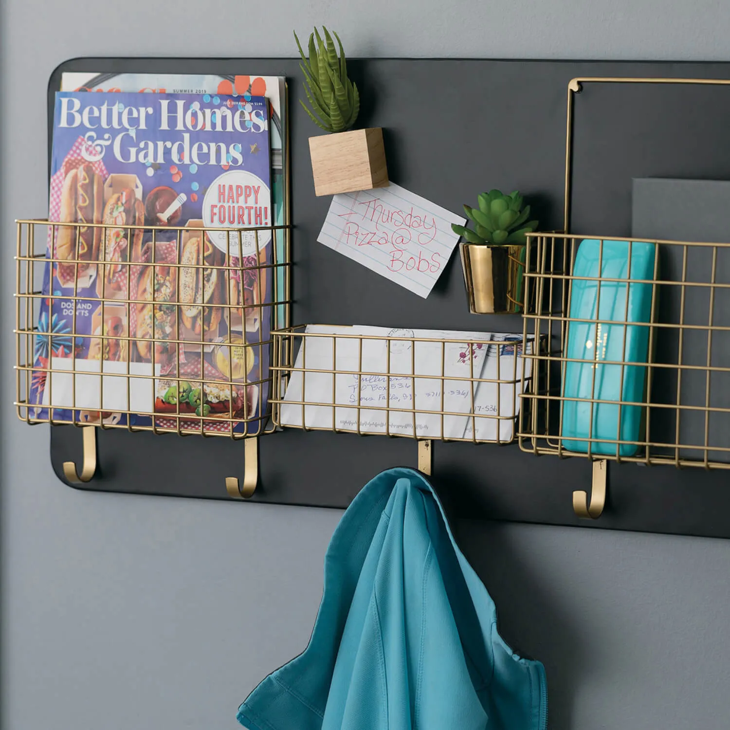 Golden Mesh Wall Pocket Organizer