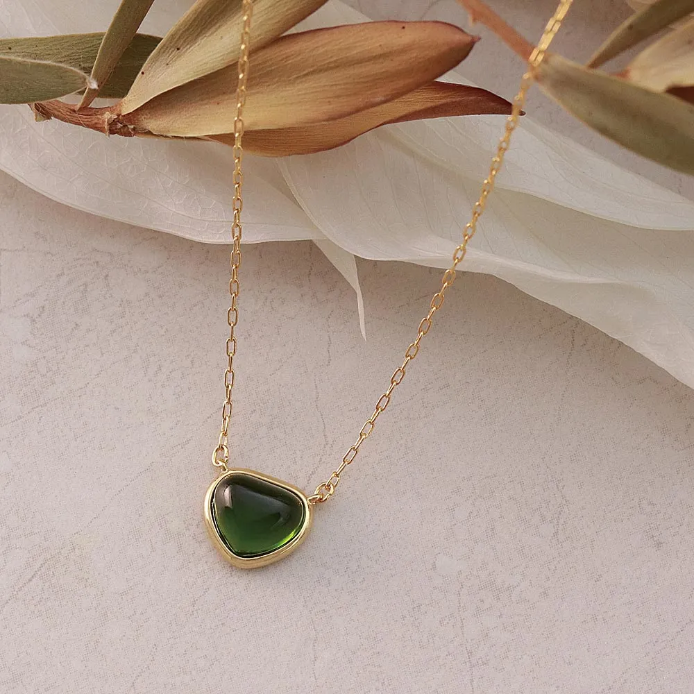 Green Triangle Glass Jewel Necklace