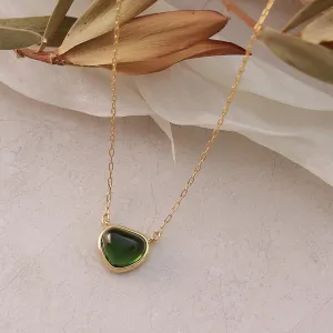Green Triangle Glass Jewel Necklace