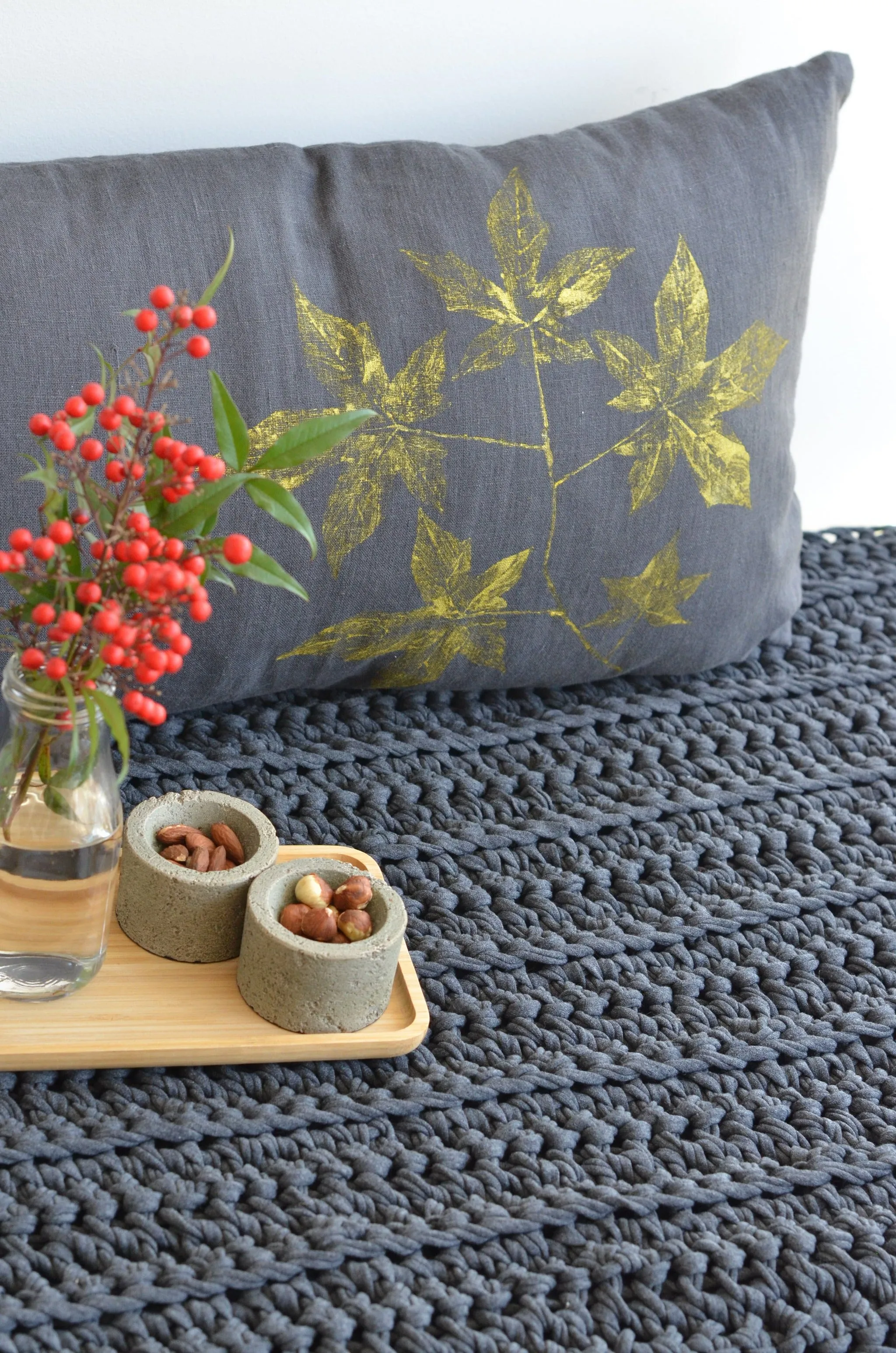 Hand-Crocheted Weighted Blanket in Charcoal