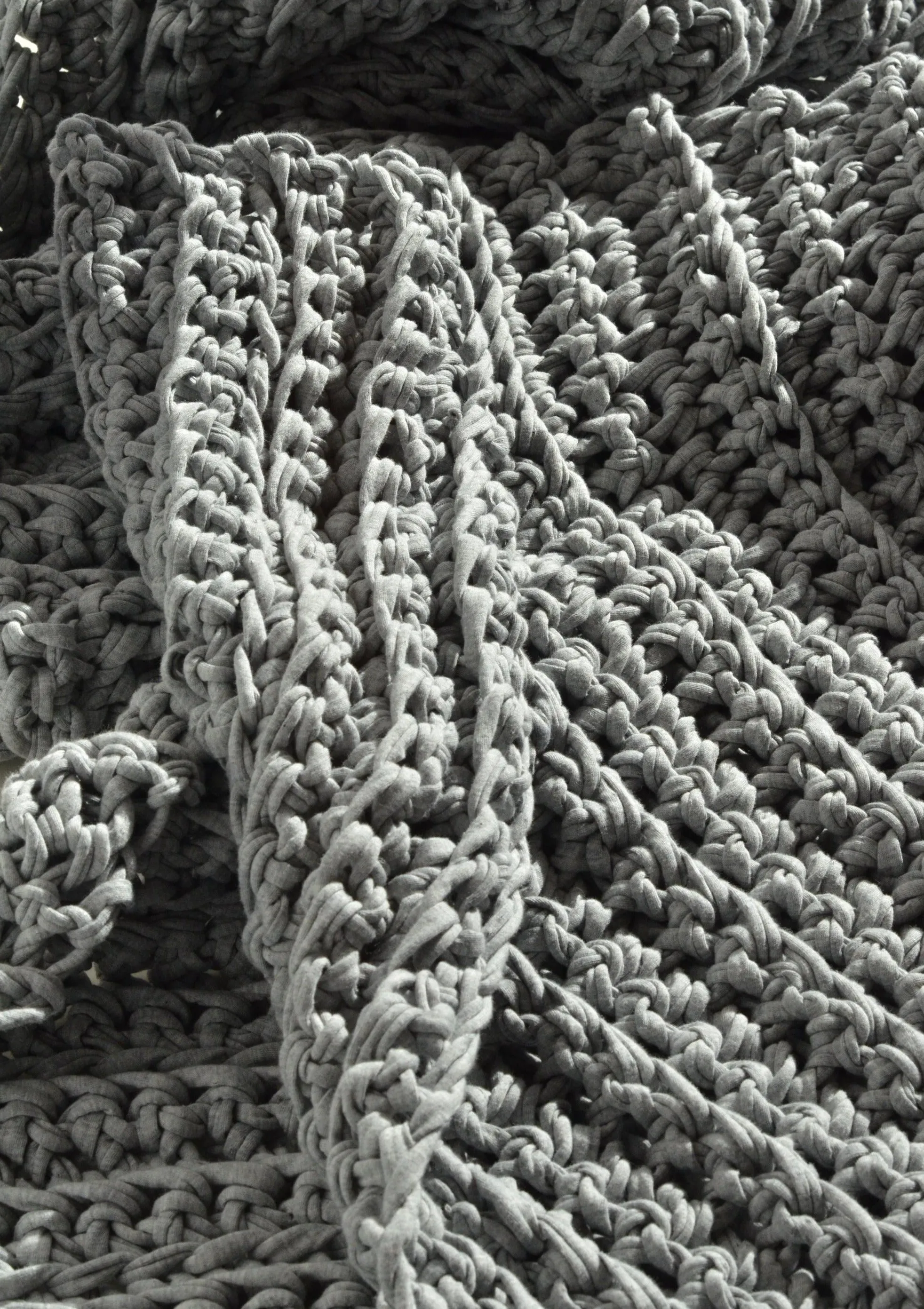 Hand-Crocheted Weighted Blanket in Light Gray