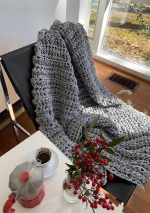Hand-Crocheted Weighted Blanket in Light Gray