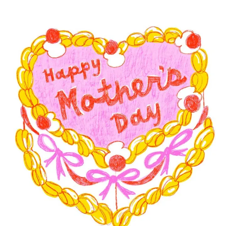 Happy Mama's Day Cake Risograph Card