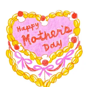Happy Mama's Day Cake Risograph Card