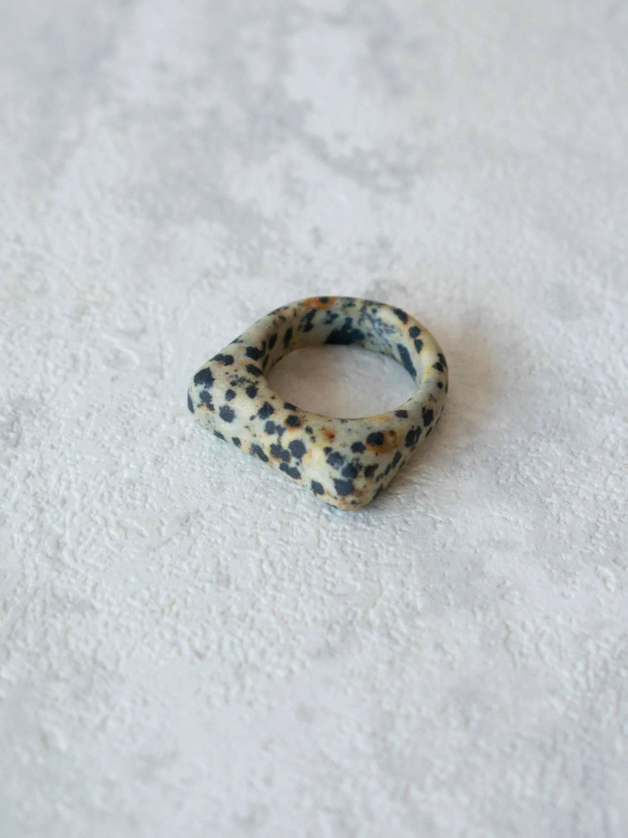 Hinge Dalmatian Jasper Thing Stone Ring