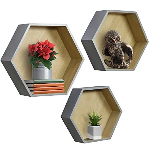 Honeycomb Floating Hexagon Shelves (Set of 3)