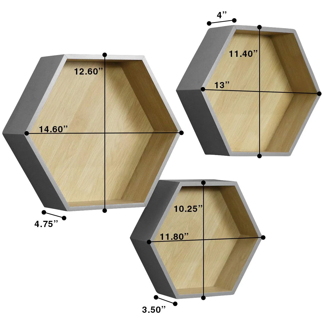 Honeycomb Floating Hexagon Shelves (Set of 3)