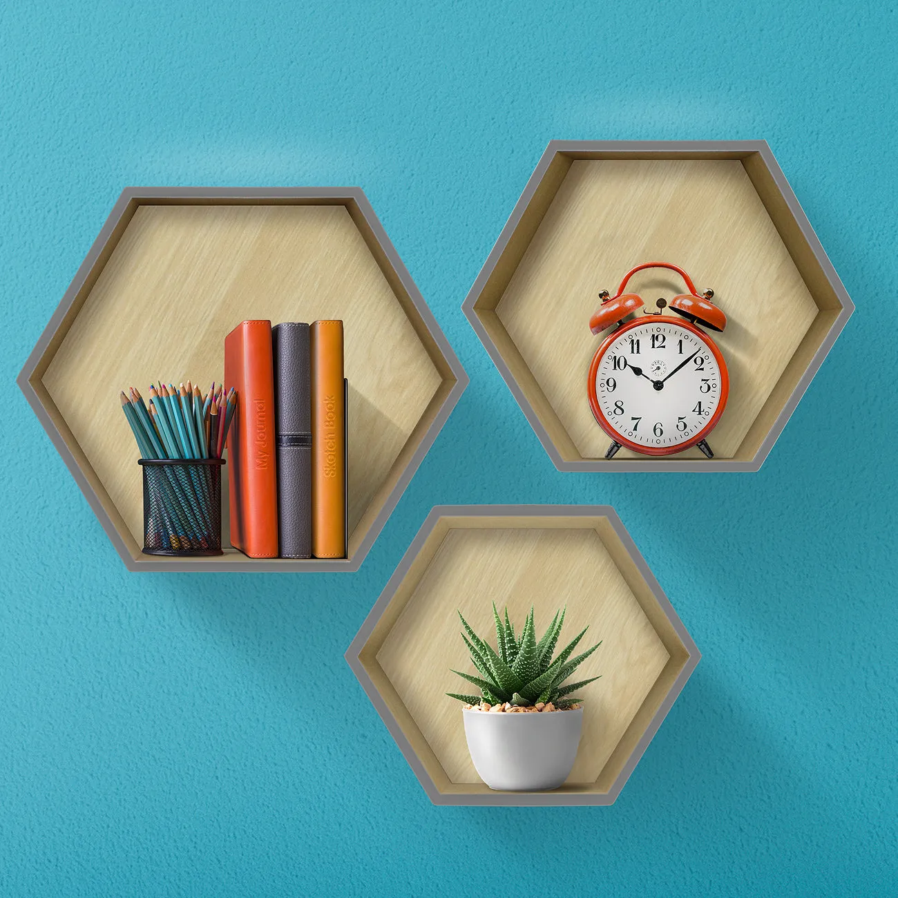 Honeycomb Floating Hexagon Shelves (Set of 3)