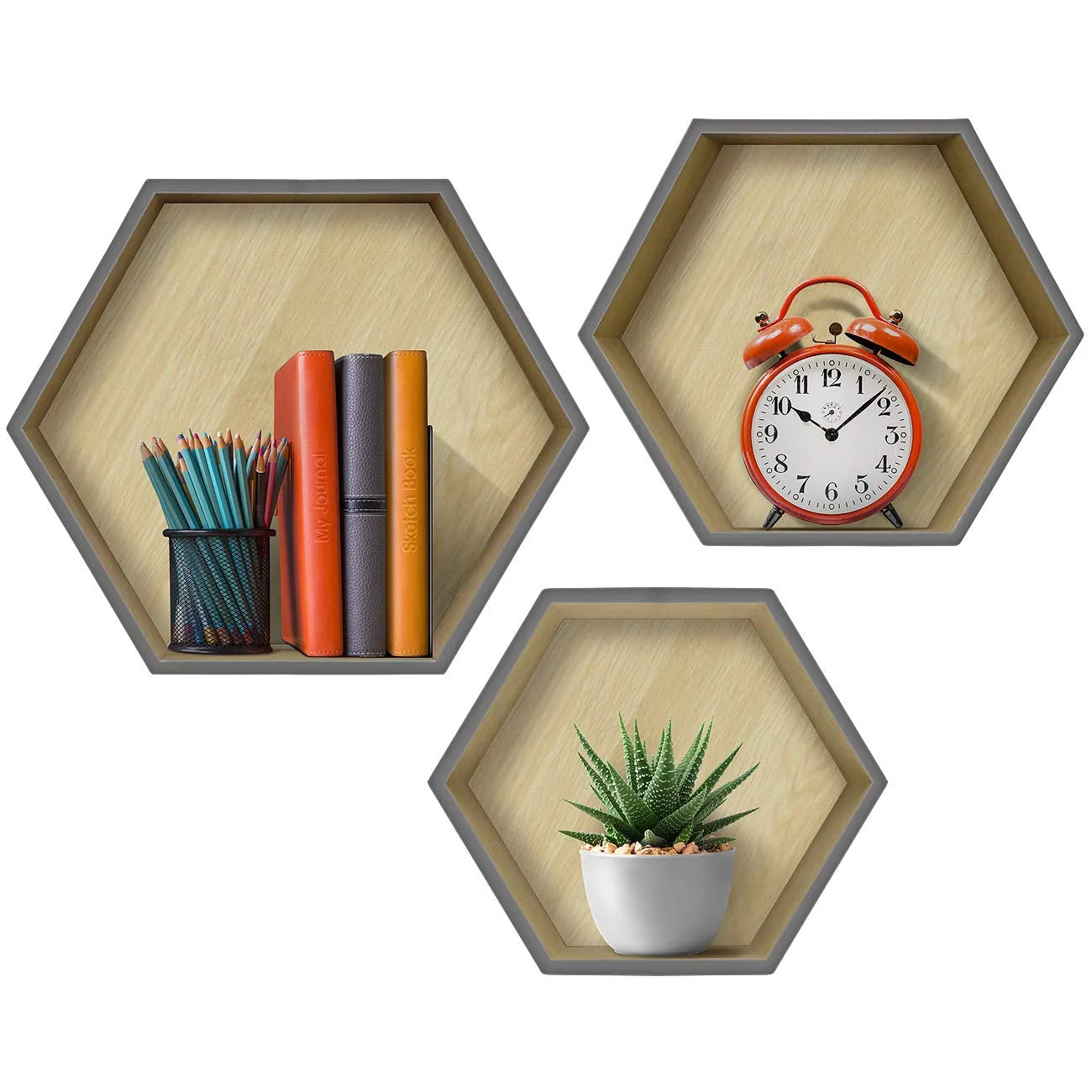 Honeycomb Floating Hexagon Shelves (Set of 3)