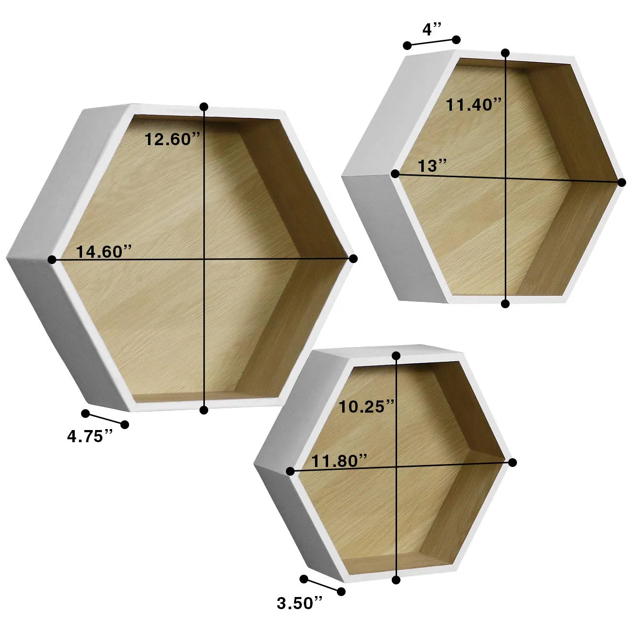 Honeycomb Floating Hexagon Shelves (Set of 3)
