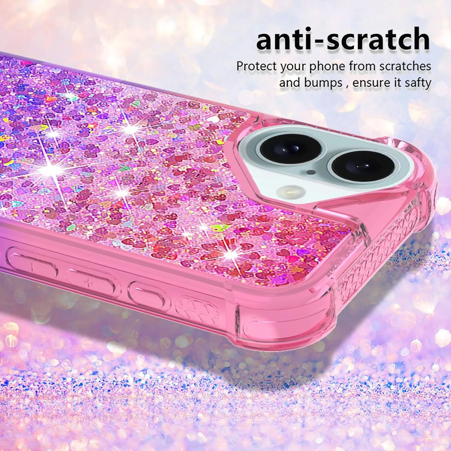 iPhone 16 Plus 6.7"Cute Clear Phone Case Floating Protective Bumper Soft TPU Case