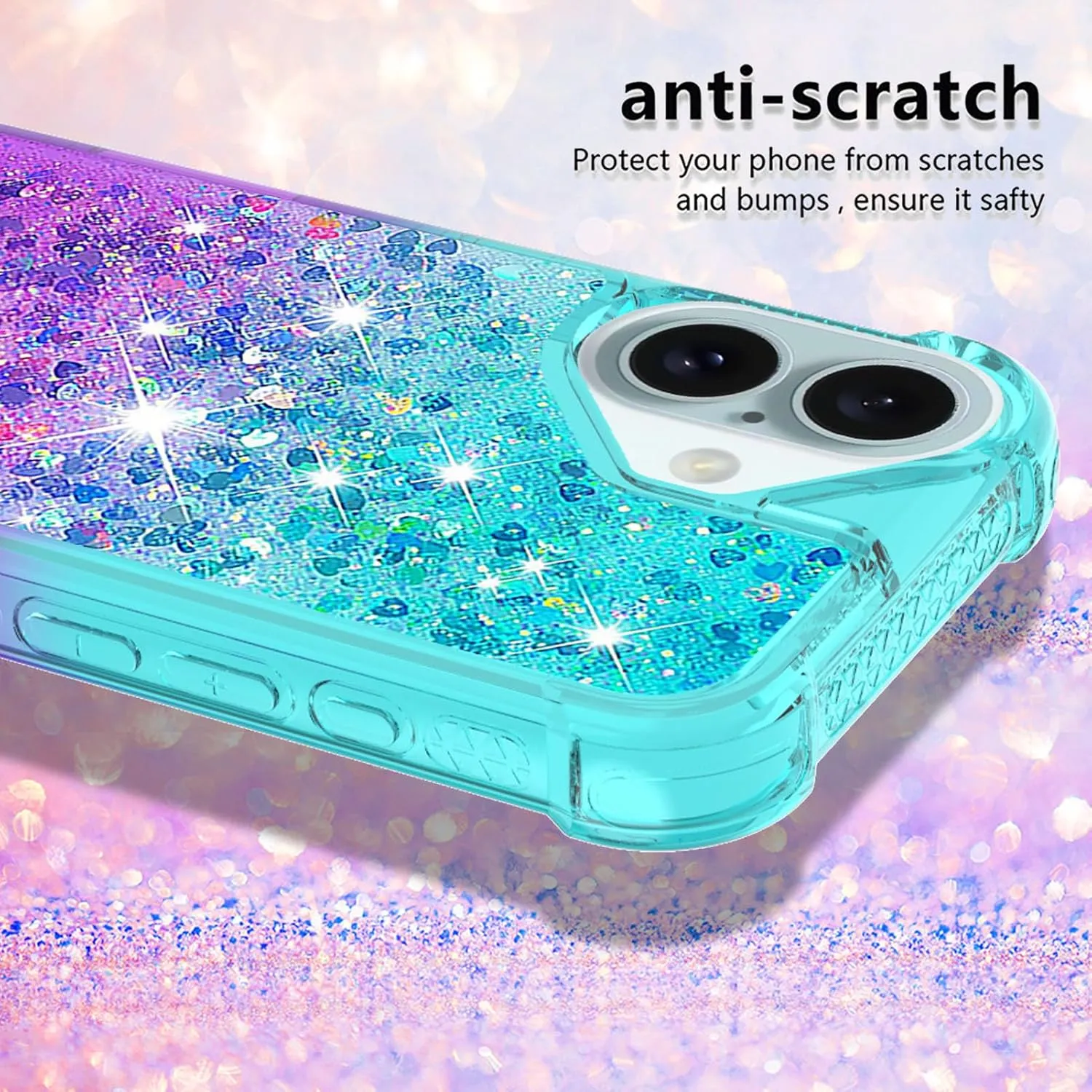 iPhone 16 Plus 6.7"Cute Clear Phone Case Floating Protective Bumper Soft TPU Case