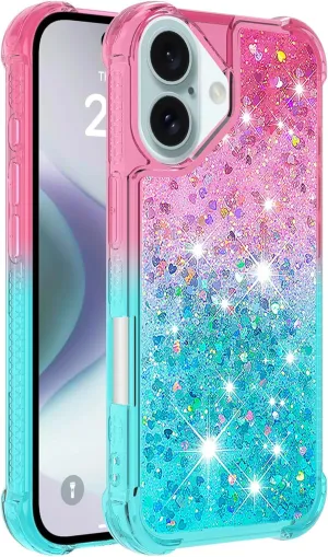 iPhone 16 Plus 6.7"Cute Clear Phone Case Floating Protective Bumper Soft TPU Case