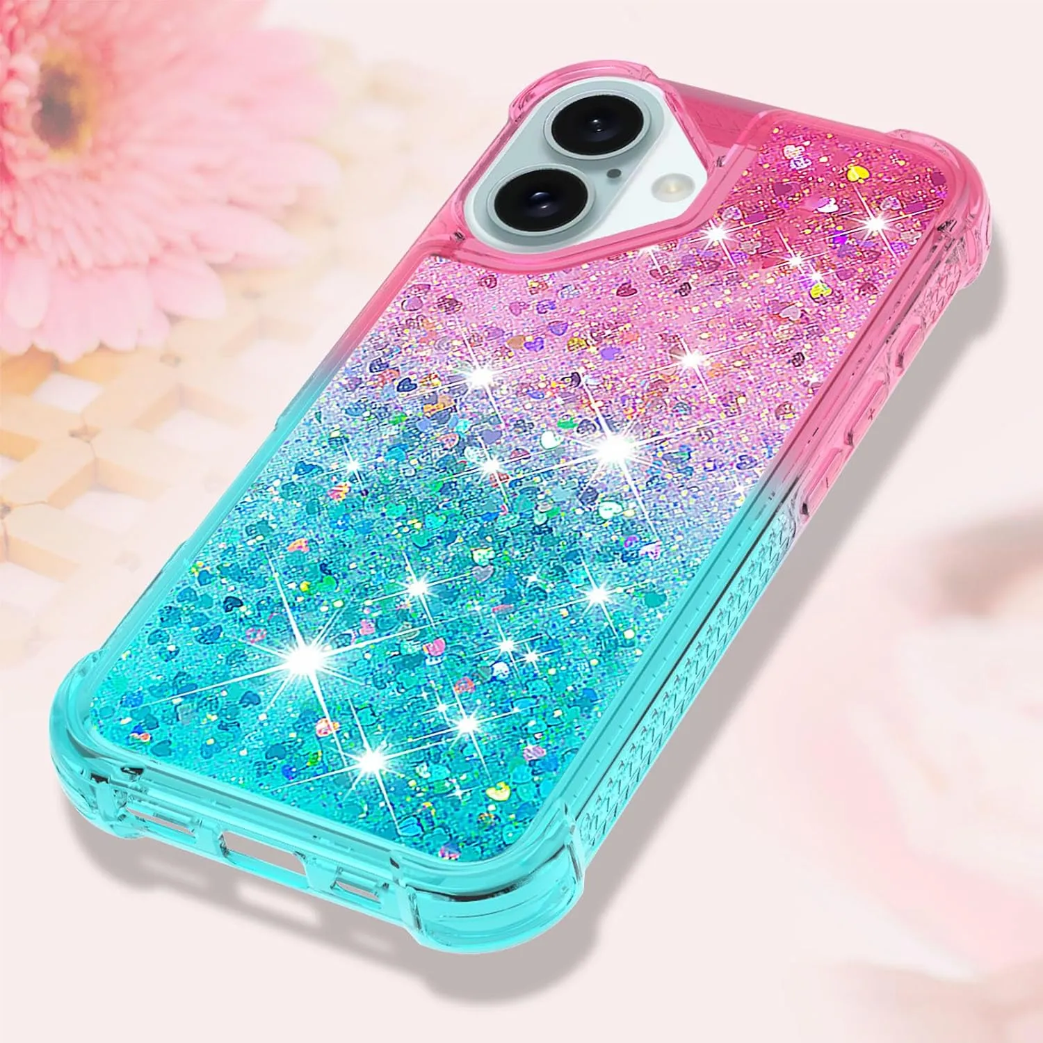 iPhone 16 Plus 6.7"Cute Clear Phone Case Floating Protective Bumper Soft TPU Case